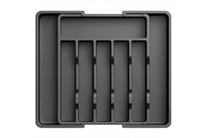 Plastic PP Foldable Modern Flatware Tray Holder Standing Space-Saving Adjustable Kitchen Utensil Tool Cutlery Organizer Storage