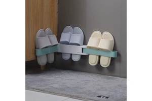 Strong Self Adhesive Hanging Shoes Rack Slippers Holder Entryway Bathroom Wall Mounted Slippers Rack