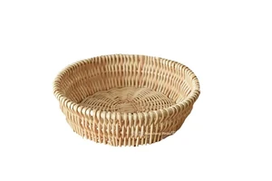 Handmade Round Rattan Storage Basket Fruit Tray Wicker Candy Snacks Woven Household Steamed Bun Basket