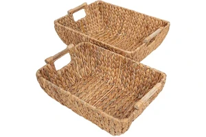 Water Hyacinth Storage Basket Shelves Natural Wicker Storage Baskets Wicker Serving Tray