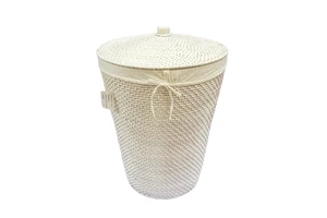 Eco-friendly Customizable Round Rattan Wicker Storage Basket Handle Folk Art Design Custom Color Logo Home Organization Vietnam