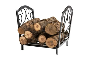 The Ironwork Storage Rack for the Fireplace Is Used for Storing Indoor Firewood.