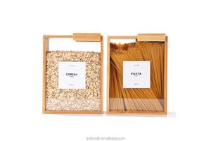 Durable And Eco-Friendly Bamboo Dry Food Storage Containers With Cereal Dispenser Pantry-Friendly Fresh-Keeping & Waterproof