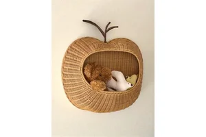 Handwoven Rattan Nordic Boho Irregular Shape Wall Shelf for Kids Rooms Living Room Bedroom Home Decor Multi-piece Package