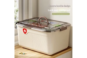 Free Shipping Large Size Plastic Medicine Box with Lid Compartment Storage Portable Family Emergency First Aid Kit