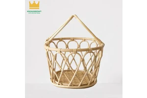Elegant Natural Rattan Storage Basket With Handle Rattan Decorative Picnic Basket Fruit Basket Home Decor