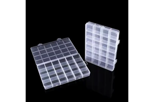 Transparent Plastic Storage Box with 24 Compartments, Jewelry Storage Box with Lid, Desktop Storage Box, Can Hold Small Parts
