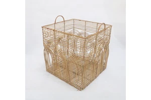 Natural Bamboo Wicker Basket Laundry & Clothing Organizer Cleaning Storage Holder for Kitchen Space