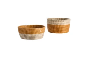 Two Tone Seagrass Basket with Plastic String, Durable Handwoven Storage Basket, Durable Handwoven Storage Basket Viettimecraft
