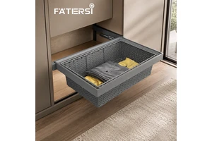 2026 New FATERSI China Manufacturer Supply Wicker Basket Pull Out Rattan Storage Basket