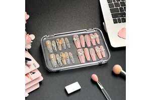 XJH 20pcs Clear Plastic Press-On Nail Storage Box Organizing Fake Nails with Style