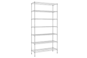 Heavy-Duty 7-Tier Stainless Steel Freestanding Wire Rack Storage Organizer for Bathroom Living Room Kitchen