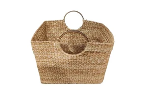 Handmade Woven Storage Picnic Food Basket Folding Cloths Laundry Basket Straw Wicker Rattan Seagrass Belly Garden Plants Basket