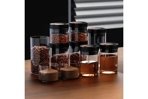 Kitchen Food Storage Jars And Containers: Customizable Sealed Borosilicate Glass Coffee Jar Set, Ideal For Coffee And Spices