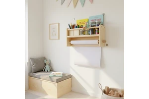 Customized Modern Double Tier Wood Shelf for Kids Bedroom and Bathroom Wall Decor Storage Rack