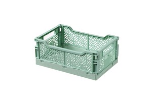 Home Save Space Vented Collapsible Multi Functional Plastic Foldable Snack Crates Organizer Storage Basket