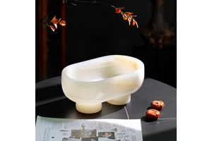 Nordic Luxury White Marble Ornament High-End Designer Showroom Tabletop Fruit Tray Storage Plate