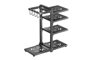 Modern Heavy Duty 5-Layer Metal Kitchen Rack Rustproof Countertop Pot Pan Organizer Space Saving Adjustable Cabinet Shelf