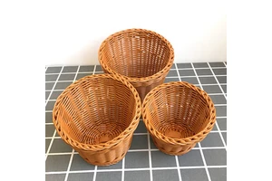 Rattan-Style Woven Basket Hot Pot Restaurant Lettuce Basket Popcorn Vegetable Wicker Baskets Collection