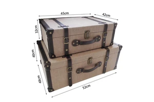 Fabric Linen Storage Decorative Trunk Organizer Storage with Leather Decoration