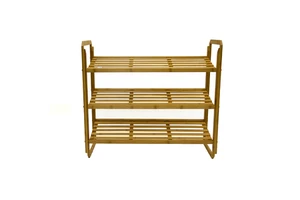 Cheap Price Bamboo Shoe Bench Entryway Storage 3 Tier Rack