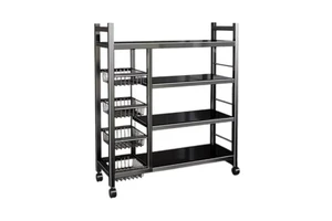Metal Trolley Cart Multilayer Rotating Kitchen Storage Rack Thicken Household Fruit Vegetable Basket Shelf Living Room Bathroom
