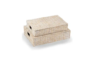 Wholesale Set of 2 Rectangle Decorative Water Hyacinth Storage Boxes with Lids Eco-Friendly Rustic Organizers Home Decor Vietnam