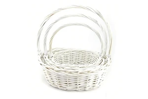 HF0352 White Eco-Friendly Durable Plastic Wicker PP Rattan Multi-Purpose Tall Hamper Basket Set for Shopping Wedding Use