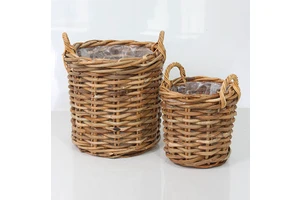 Eco-Friendly Rattan Storage Baskets 064335 Set/2 with Flexible Design
