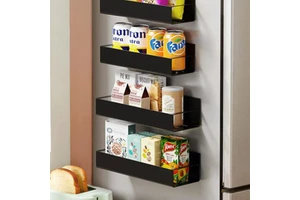 Magnetic Metal Refrigerator Side Storage Rack Wall-Mounted Spice Rack for Seasoning Storage