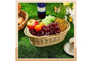 Handwoven Willow Picnic Basket Set Natural Wicker Storage Baskets with Handles for Fruit Bread Gift Organizer Home Decor
