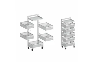 Joyings Black Metal Rotating Storage Rack With Wheels And 5 Tier Wire Baskets For Kitchen And Versatile Holders & Racks