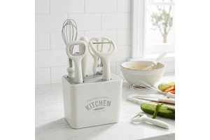 Kitchen Gadget Set Storage Holder Peeler Whisk Bottle Opener Fruit Knife Prep Cooking Utensil Organizer Metal Dishwasher Safe