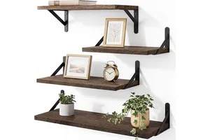 Floating Shelves for Wall Farmhouse Wall Shelf for Bedroom, Bathroom Storage, Living Room and Kitchen Decor(Set of 4)