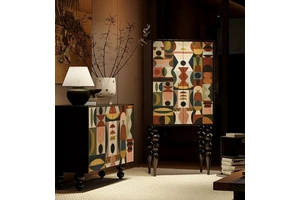 Modern Living Room Apartment Eco-friendly Wooden Storage Cabinet with Panel Design 4 Compartments