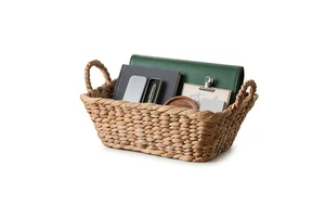 Modern Rectangle Water Hyacinth Storage Basket-Space-Saving Multi-Purpose Design