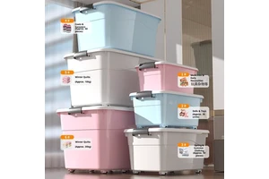 Extra Large Plastic Storage Box with Lid for Clothes Snacks with Wheels
