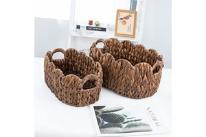 Customized Size Handmade Water Hyacinth Storage Baskets Decorative Storage Container Multifunction Ideal for Home Organizing