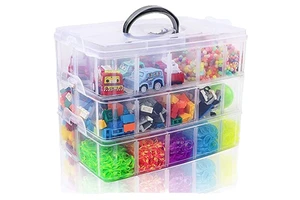 Durable 3-Tier Portable Clear Plastic Storage Box with Adjustable Pitch for Household Products Jewelry Storage Toy Organization