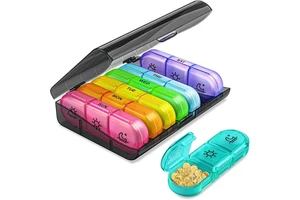 Weekly Pill Organizer 3 Times a Day Portable Pill Case with Separate Container for Medication, Vitamins, Fish Oil
