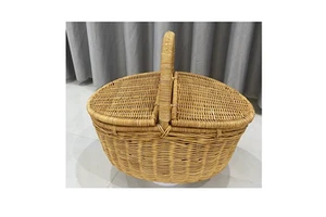 Best Selling Handmade Rattan Wicker Laundry Basket with Top Handle for Picnic Market or Fruit Storage Laundry Home Hotel