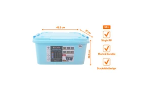20L Rolling Plastic Storage Container with Wheels and Carry Handle Stackable Organizer Box for Kitchen & Bedding Items