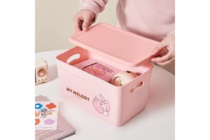 Melody Sanrio Cartoon Cute PP Plastic Lightweight Durable Portable Storage Box Desktop Home Organizer Container