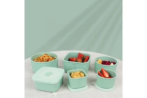 Family Size Stackable Airtight Vacuum Preservation Lunch Box Silicone Food Storage Containers with Lids