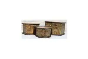 Handmade Wood and Brass Decorative Storage Boxes Model 1