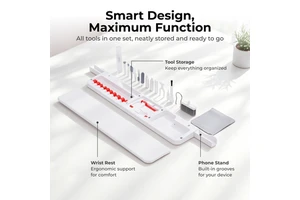 All In One Desktop Cleaning Kit Multifunction Desk Organizer With Magnetic Storage Wrist Rest Phone Stand Screen Cleaning Tools