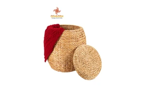Boho Custom Multi-Functional Handmade Woven Water Hyacinth Seagrass Wicker Storage Laundry Baskets With Lid Living Laundry Room