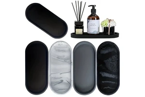 Silicone Shatterproof Bathroom Vanity Tray Kitchen Counter Tray Toilet Top Perfume Trays for Dresser Holder