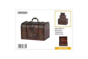 Set of 3 Wooden Decorative Storage Boxes 18x12.5x12cm-Gifts