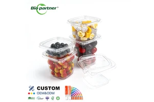 Custom Print Disposable 8 12 16 20 24 32 Oz Tamper Proof Evident Square Takeout Blister Plastic PET Fruit Container